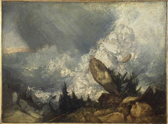 约瑟夫·马洛德·威廉·透纳作品，《格里松山的雪崩》，布面油画 ，1810年展出。