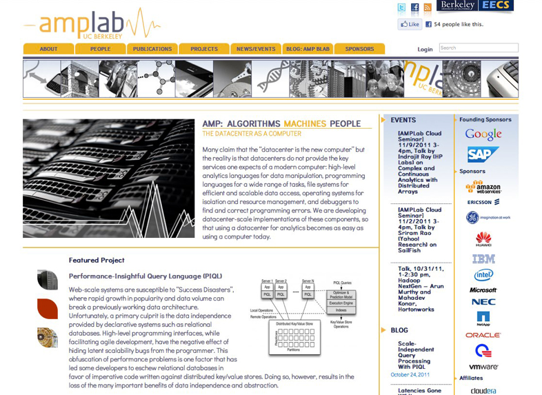 (图片说明：加州大学伯克利分校AMPLab网站截图 图片来源：AMPLab网站)
