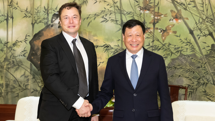 题图为:应勇会见特斯拉公司首席执行官埃隆·马斯克