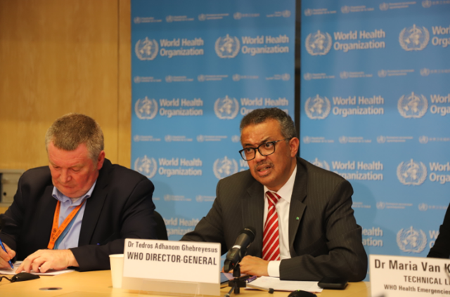 北京时间12日凌晨，世界卫生组织总干事谭德塞说，新冠肺炎疫情从特征上可称为大流行。新华社图。