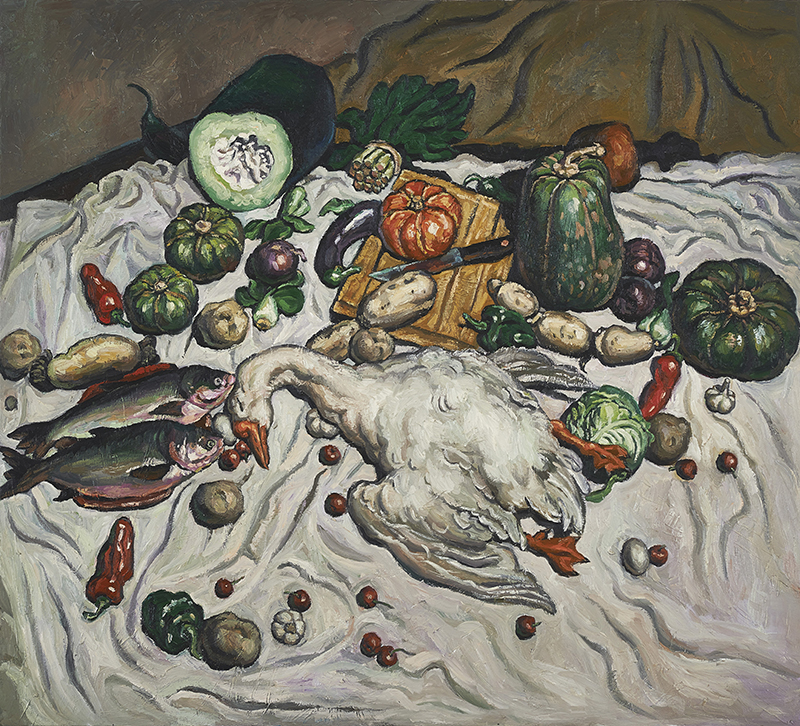 秦琦《大白鹅》，2013年，布面油画，170×220cm
