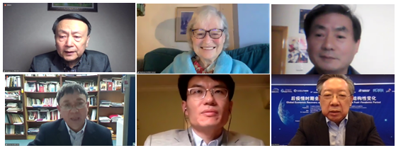 圆桌讨论三演讲嘉宾 上排从左往右：贾庆国、Stephany Griffith-Jones、李向阳  下排从左往右：吴心伯、刘程、张礼卿