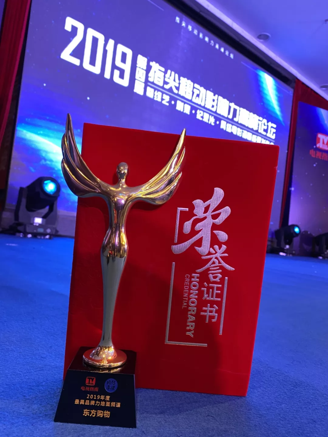 “2019年度最具品牌力地面频道”奖杯证书