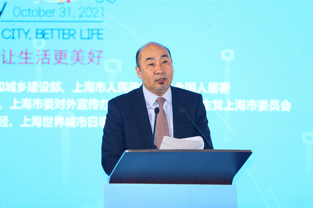 上海广播电视台台长、上海文化广播影视集团有限公司总裁宋炯明在城市历史文化保护传承论坛上发言（任玉明/摄）