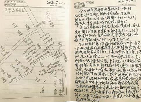 时代楷模黄文秀当年的驻村贫困户记录和分布图