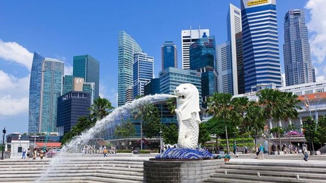 新加坡市中心的鱼尾狮公园 （来源：第一财经资料图）