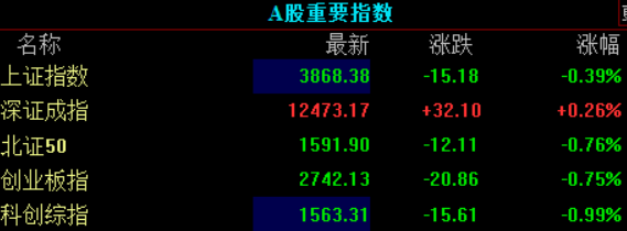 收盘丨创业板指跌0.75%，两市成交额缩量超4600亿元