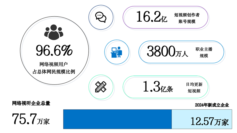 2024年网络视听创作者概况 数据来源：《中国网络视听发展研究报告（2025）》 2025.3