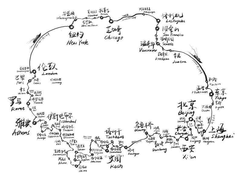 山西长治人史伦从北京出发向西5万公里,经过亚欧大陆和美洲,最终回到北京。