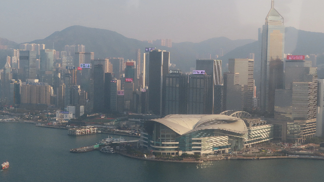 香港岛俯视图 （第一财经记者钱小岩摄）