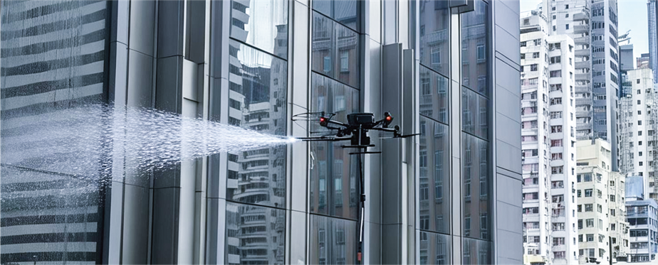 无人机在高空清洗作业  万勋科技供图