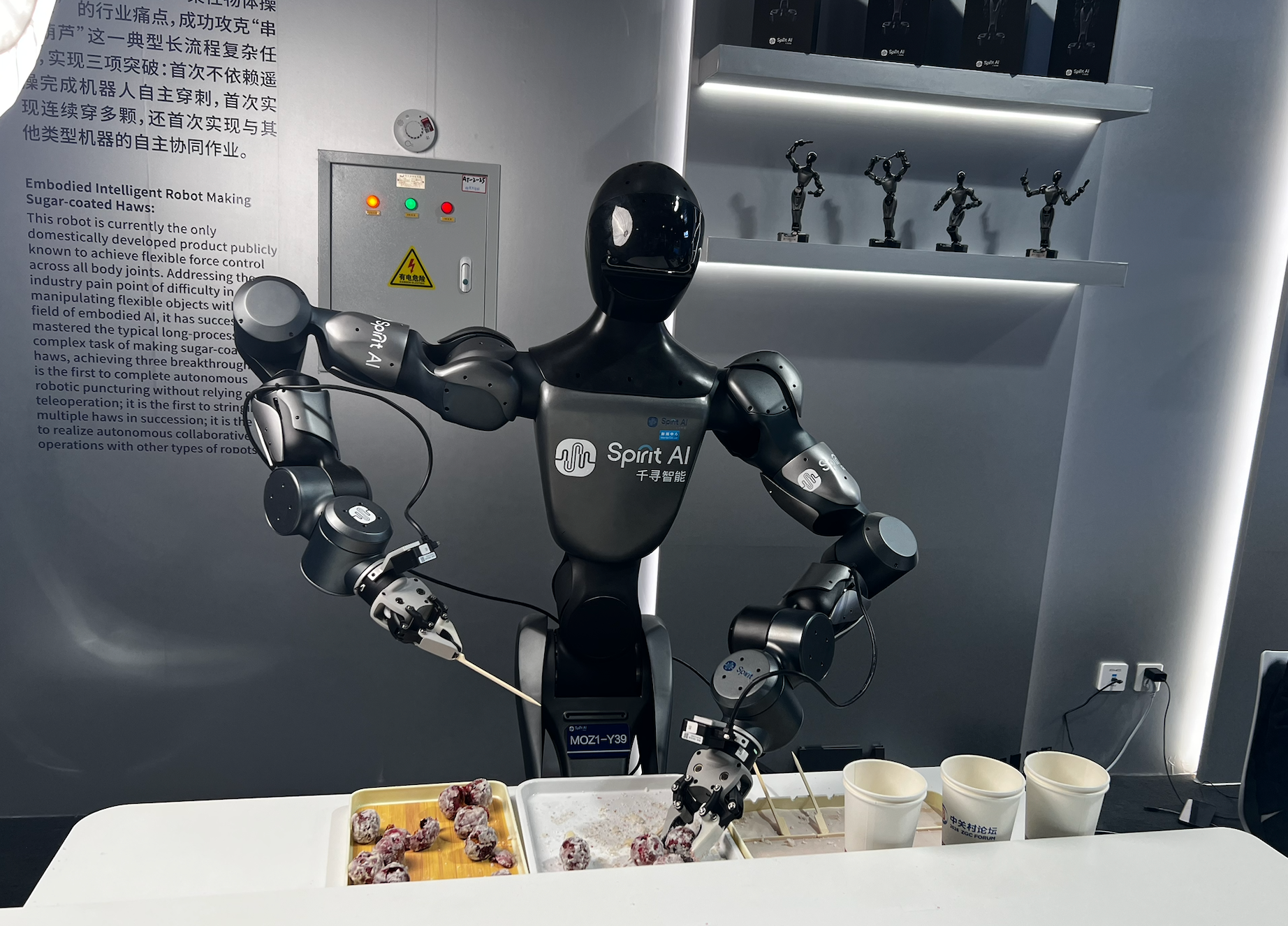 中关村论坛上串糖葫芦的机器人 吕倩/摄