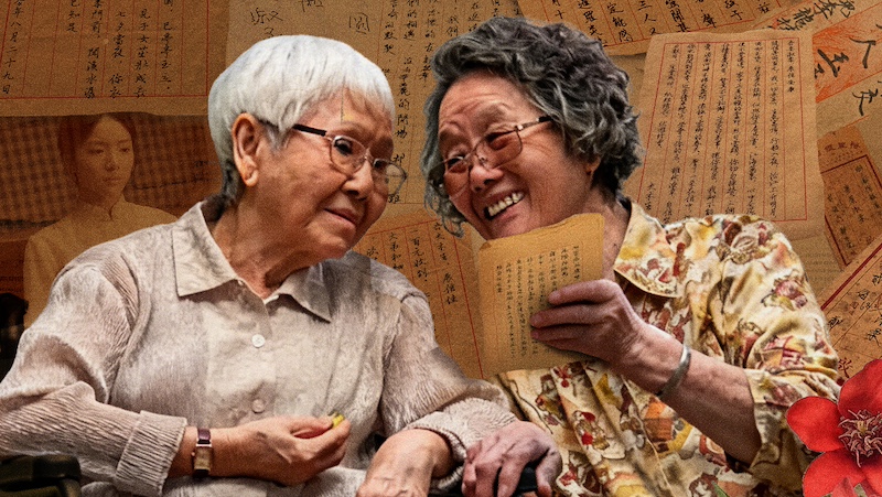 《给阿嬷的情书》中南枝与淑柔晚年终于相见
