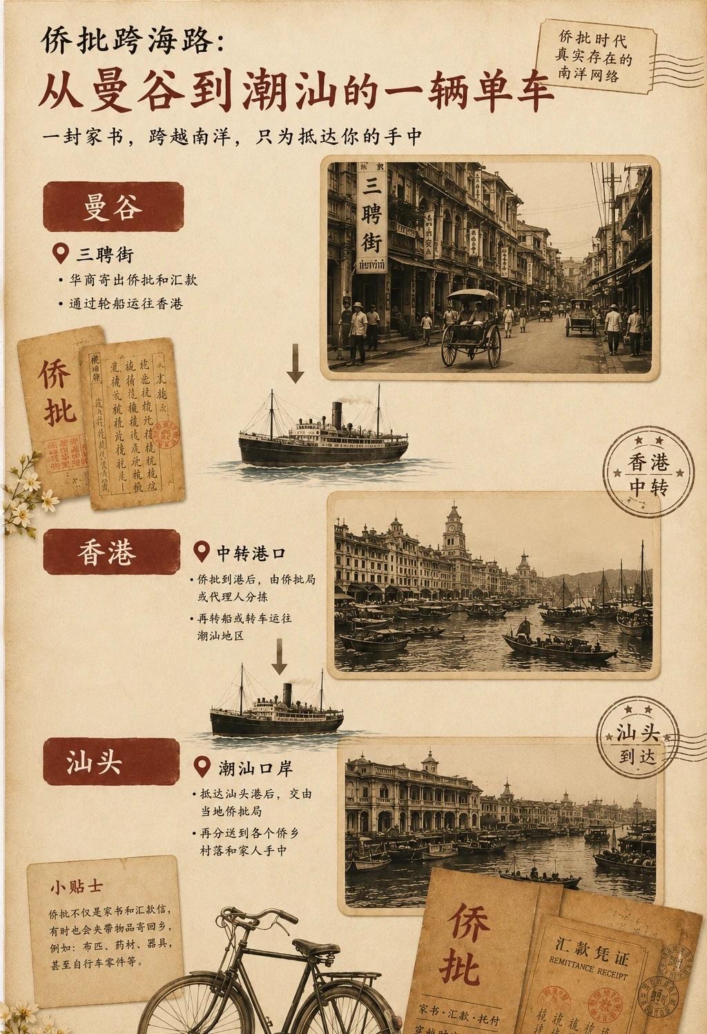中国和泰国历史学家联合研究的侨批路径图示