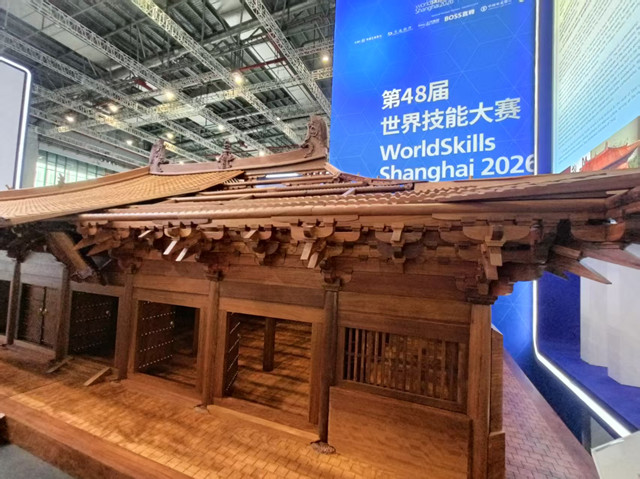 中国唐代古建佛光寺模型(来源:第一财经记者摄)